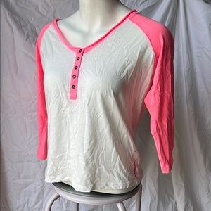 Billabong Gray and Pink Raglan Crop Tee
